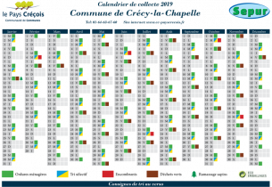 Déchets : calendrier 2019